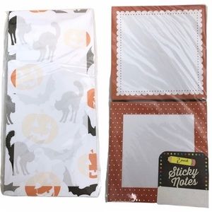 Halloween Stationery Kit Dots Black Cats Pumpkins Bats List Pad Sticky Notes